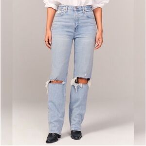Abercrombie & Fitch Curve Love Ultra High Rise 90’s Straight Jean Destroy